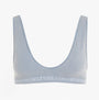 Tommy Hilfiger LOGO Womens Bralette Brisk Blue front view with scoop V-neck and logo elasticated underband.