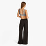 Tommy Hilfiger LOGO Womens Bralette Brisk Blue back view showing scoop neck design and logo detail with black pants.