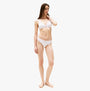 Tommy Hilfiger RIBBED Womens Unlined Triangle Bra White side view on model showing adjustable straps and ribbed texture.