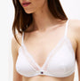 Tommy Hilfiger RIBBED Womens Unlined Triangle Bra White front view with lace trim and adjustable straps