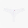 Tommy Hilfiger LACE TRIM Womens Dipped Thong White front view showcasing lace trim and dipped waist design.