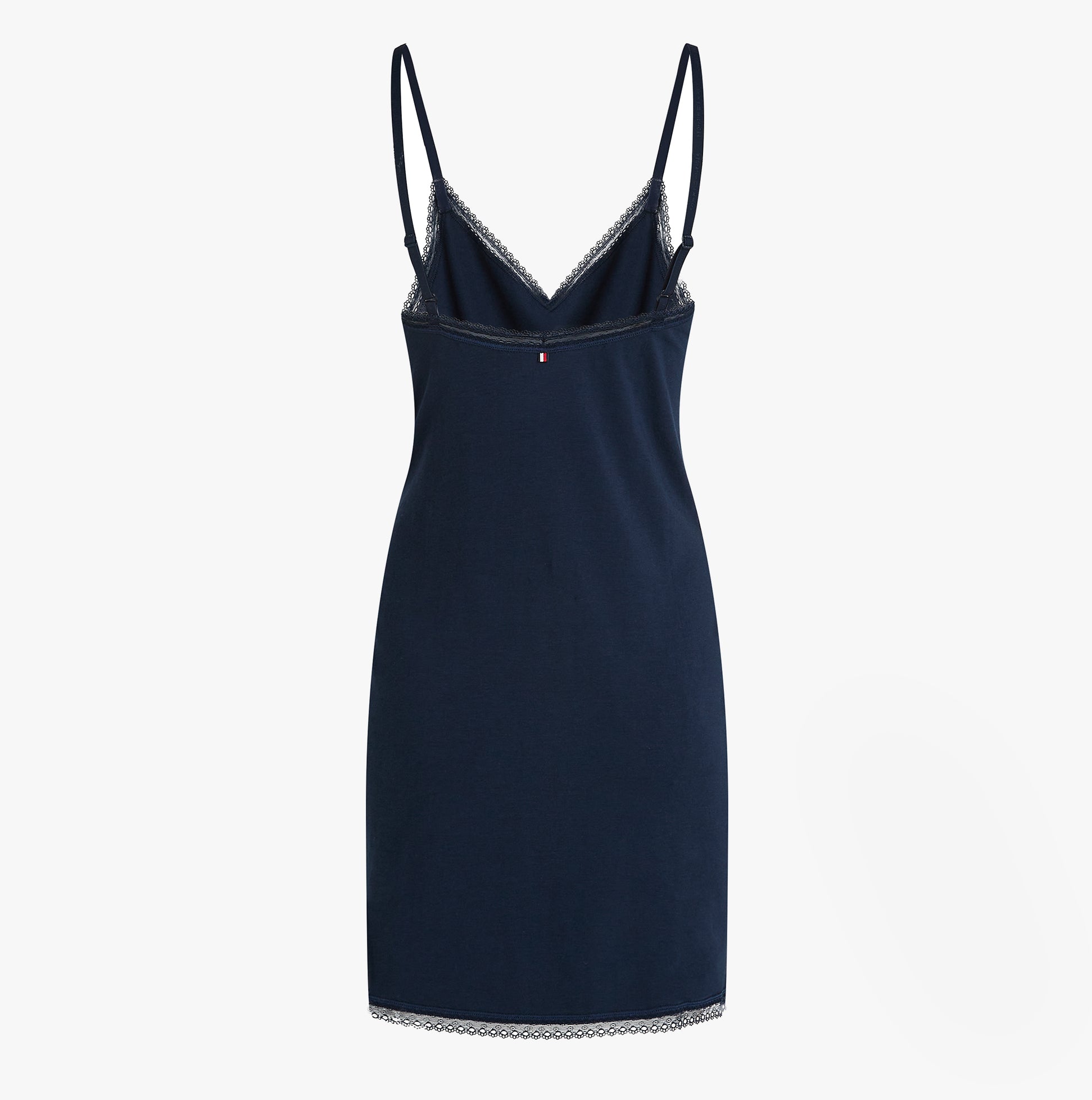 Tommy Hilfiger LACE Womens Nightdress Dark Night Navy front view, featuring lace trim and adjustable straps.