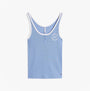 Tommy Hilfiger RIB TANK TOP Ladies Brisk Blue front view featuring sleeveless design and lightweight fabric.