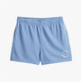 Tommy Hilfiger LOGO Relaxed Womens Lounge Shorts Brisk Blue front view showcasing lightweight material and NYC logo design.