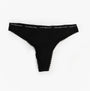 Tommy Hilfiger LACE 3 Pack Womens Thongs Black front view showing lace detailing and TH signature elasticated waistband.