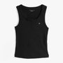 Tommy Hilfiger LOGO Racerback Pyjama Set Womens Black top front view featuring sleeveless design and logo detail.