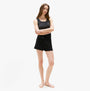 Tommy Hilfiger LOGO Racerback Pyjama Set Womens Black front view showing sleeveless top and shorts.