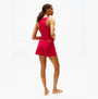 Tommy Hilfiger LOGO Womens Racerback Pyjama Set Vivacious Pink side view showing the back of the top and shorts.