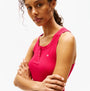 Tommy Hilfiger LOGO Womens Racerback Pyjama Set Vivacious Pink front view, featuring a sleeveless top and TH logo detail.