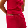 Tommy Hilfiger LOGO Womens Racerback Pyjama Set Vivacious Pink detail view showcasing TH logo waistband.