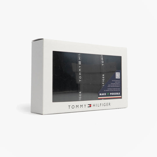 Tommy Hilfiger 3 PACK LACE Womens Thong Black gift boxed packaging with clear window, showcasing the thongs inside.
