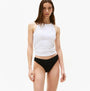 Tommy Hilfiger 3 PACK DIPPED BRAZIL Womens Briefs Brazilian Black front view with model wearing white tank top.