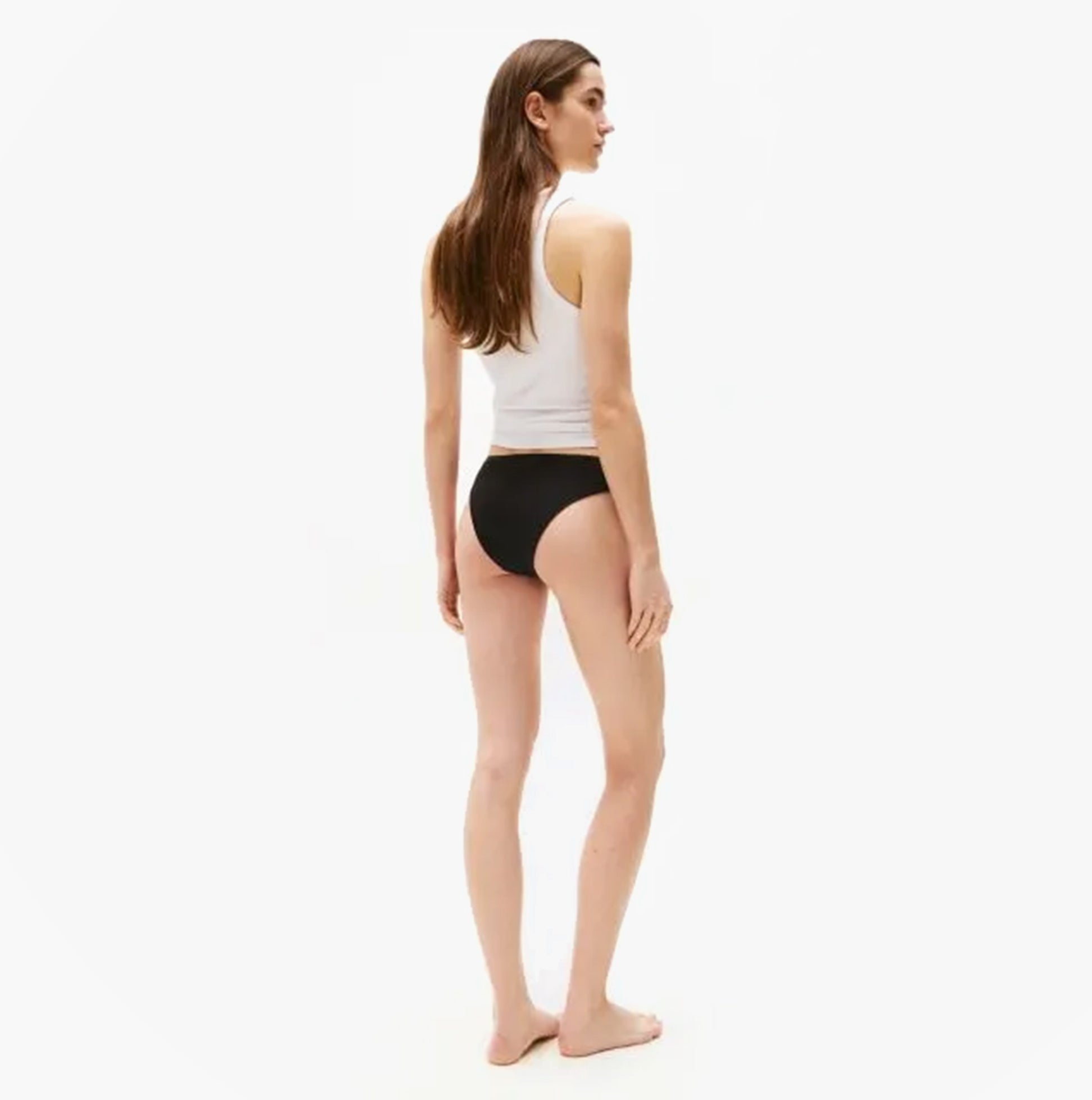 Tommy Hilfiger 3 PACK DIPPED BRAZIL Womens Briefs Brazilian Black, back view of model wearing black briefs.