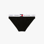Tommy Hilfiger HERITAGE WAISTBAND Womens Logo Brief Black front view showcasing stretch cotton bikini.