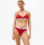 Tommy Hilfiger HERITAGE LOGO Womens Padded Bralette Primary Red front view on model showcasing adjustable straps and triangle cups.
