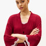Tommy Hilfiger LACE KIMONO Womens Rouge front view showcasing lace details and relaxed fit.