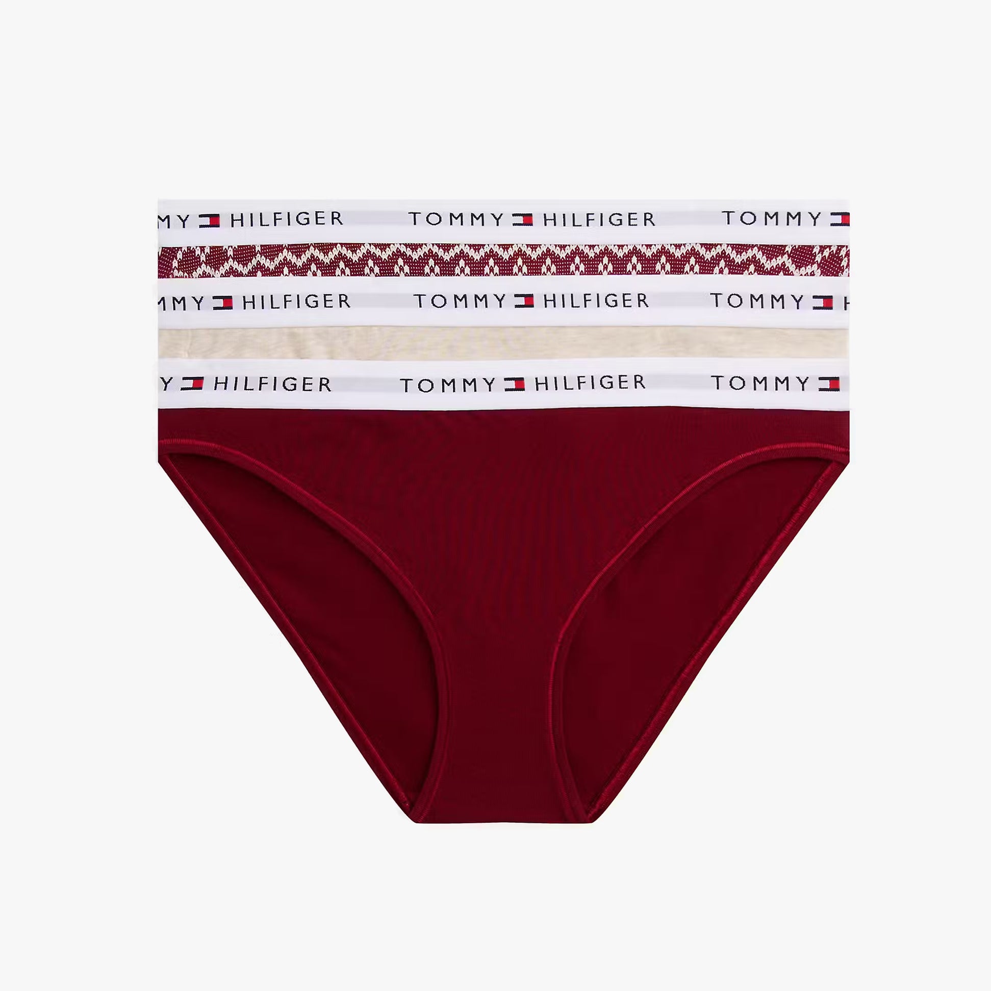 Tommy Hilfiger UW0UW06133 GIFT 3 PACK BIKINI P Womens Briefs Multicoloured front view with logo detailing.