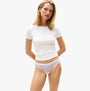 Tommy Hilfiger GIFT 3 PACK THONG Womens Thong Multicoloured side view on model wearing a white top.