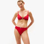Tommy Hilfiger Womens 3 PACK THONG Multicoloured side view featuring a red thong and matching top.