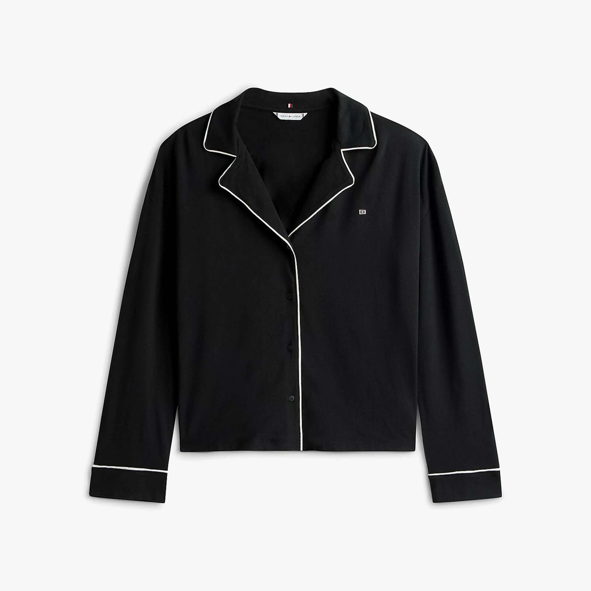 Tommy Hilfiger SHIRT PANTS SET Womens Set Black long sleeve front view with contrasting trim