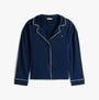 Tommy Hilfiger SHIRT PANTS SET Womens Set Dark Night Navy front view long sleeve with white trim and buttons