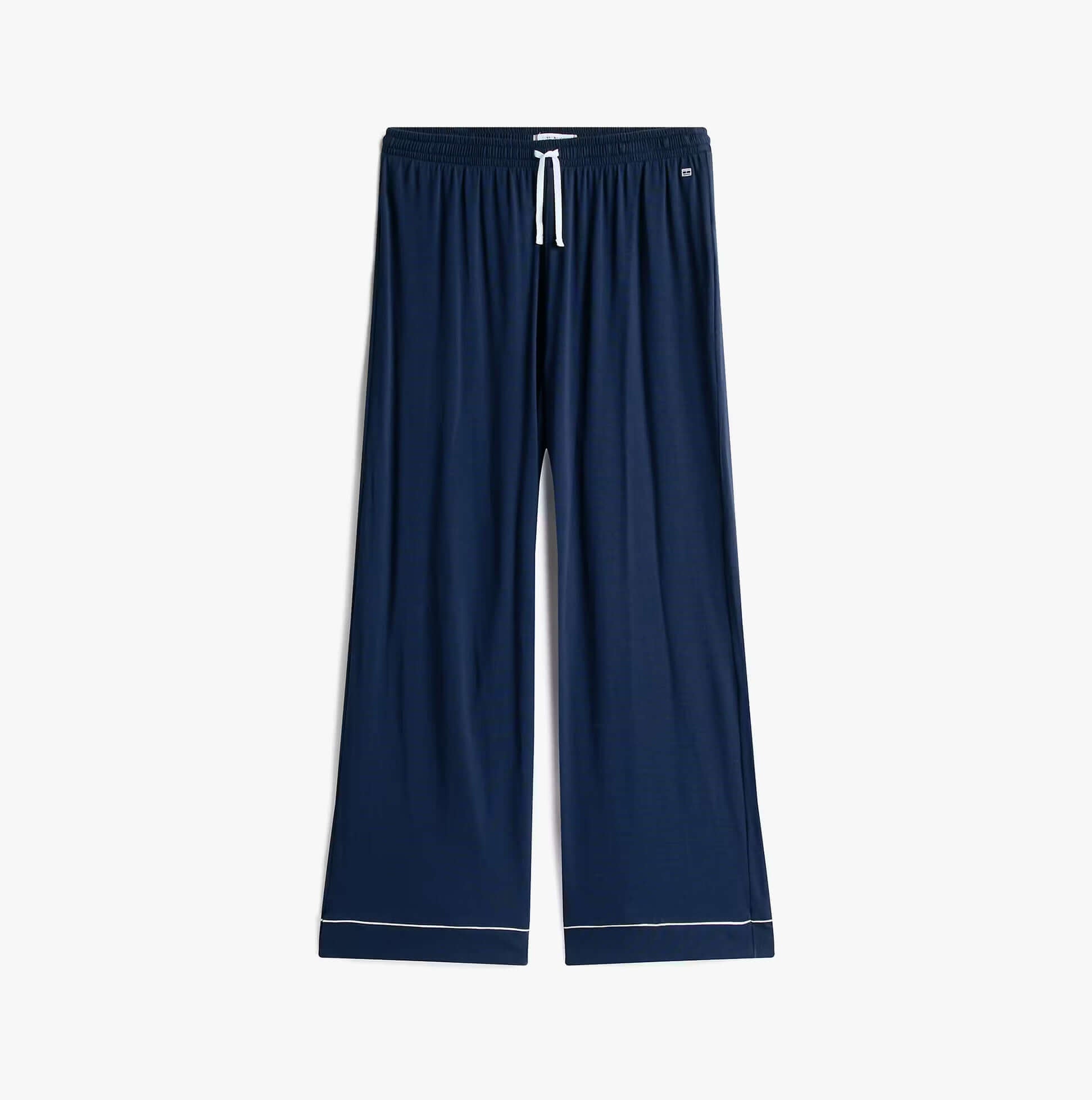 Tommy Hilfiger SHIRT PANTS SET Womens Set Dark Night Navy detail view of pants with drawstring in relaxed fit.