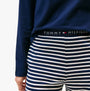 Tommy Hilfiger LS JERSEY RELAXED PJ Womens Set Multicoloured back view showing navy top and striped pants