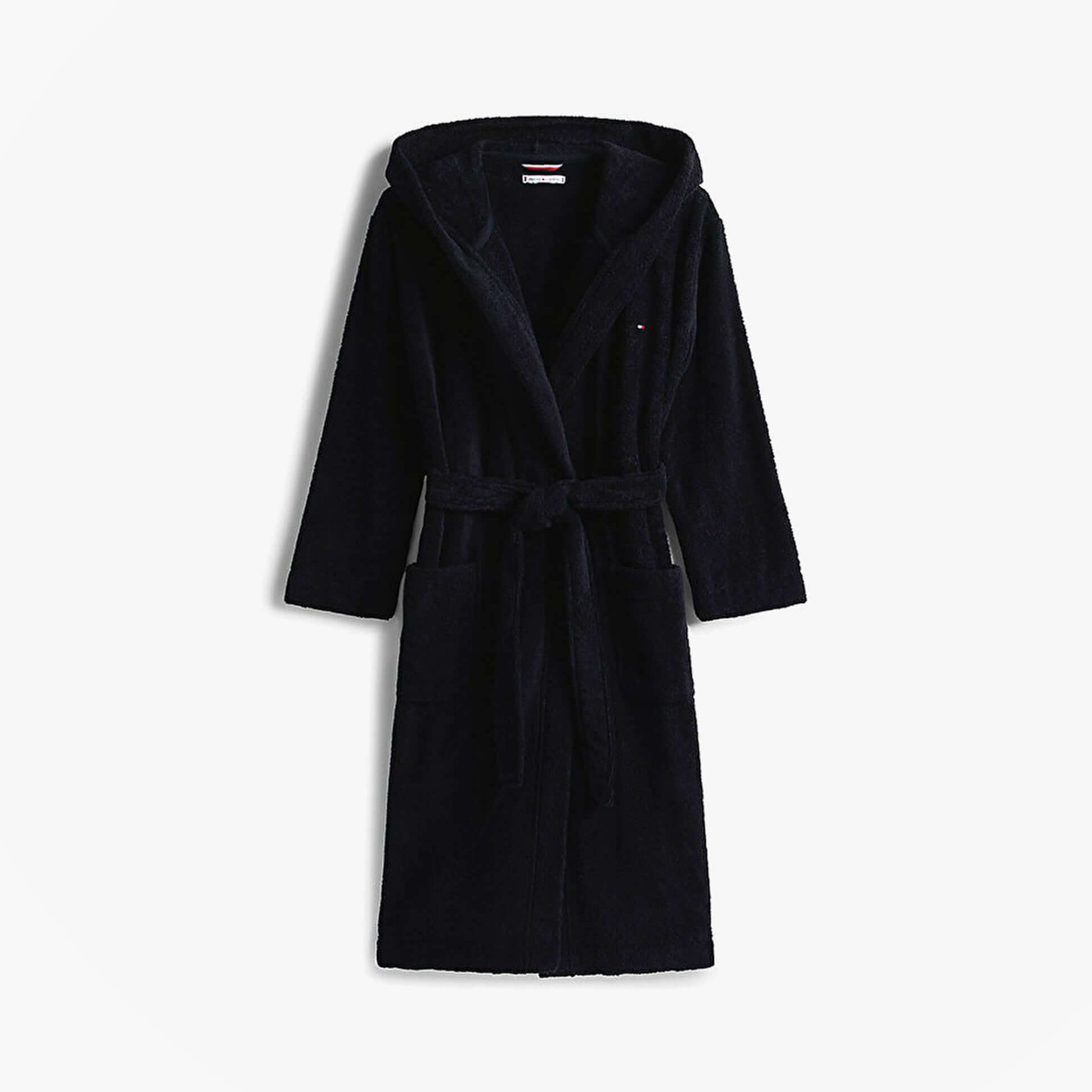 Tommy Hilfiger TOWELLING BATHROBE Womens Bathrobes Desert Sky front view in soft cotton fabric