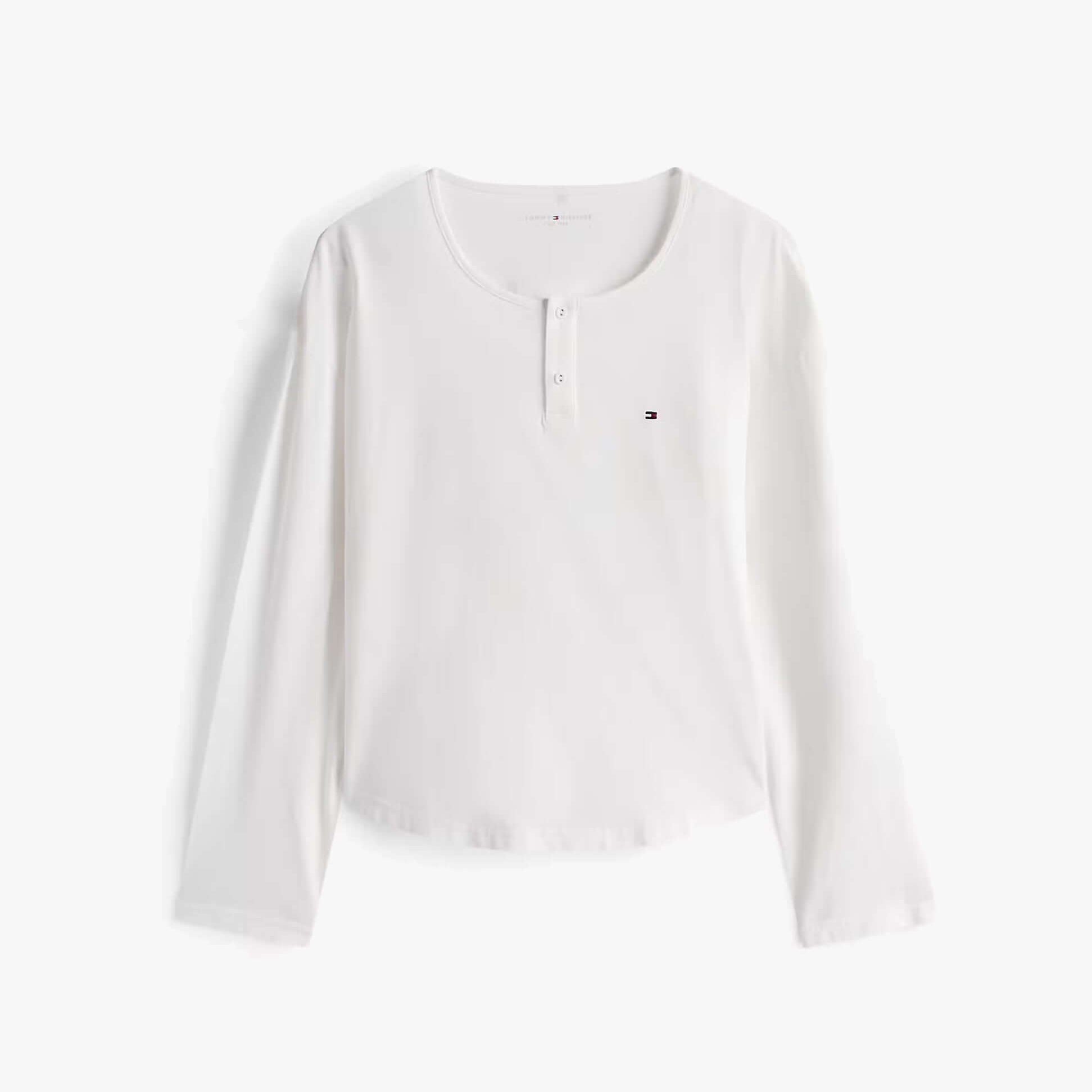 Tommy Hilfiger GIFT LS TEE FLNL SET Womens Pyjama Set Multicoloured front view of long sleeve white top