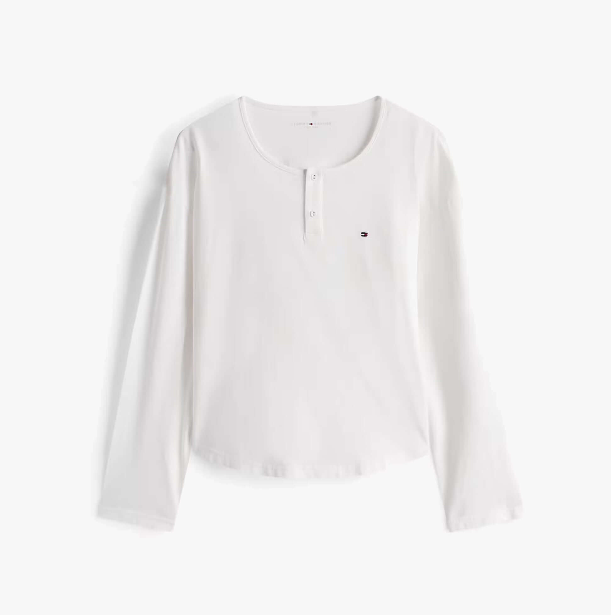 Tommy Hilfiger GIFT LS TEE FLNL SET Womens Pyjama Set Multicoloured front view of long sleeve white top