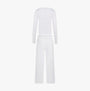 Tommy Hilfiger GIFT LS TEE PANTS SE Womens Pyjama Set Ecru back view with long sleeve tee and pants in white.