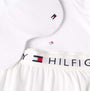 Tommy Hilfiger GIFT LS TEE PANTS SE Womens Pyjama Set Ecru detail view of fabric and brand logo