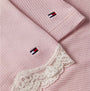 Tommy Hilfiger LACE CAMI & SHORT PJ Womens Set Foggy Pink detail view, showcasing fabric texture and lace trim.