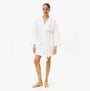 Tommy Hilfiger GIFT QUILTED ROBE Womens Bathrobes Ivory front view model wearing robe