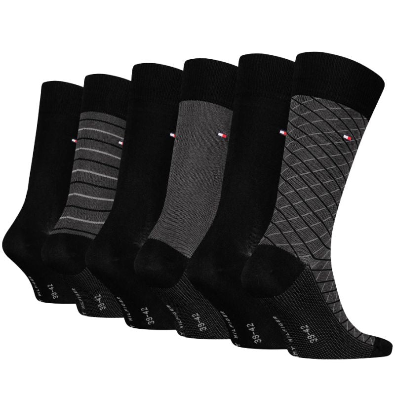 Tommy Hilfiger 6 Pack Giftbox Birdeye Mens Crew Socks Dark Grey Melange