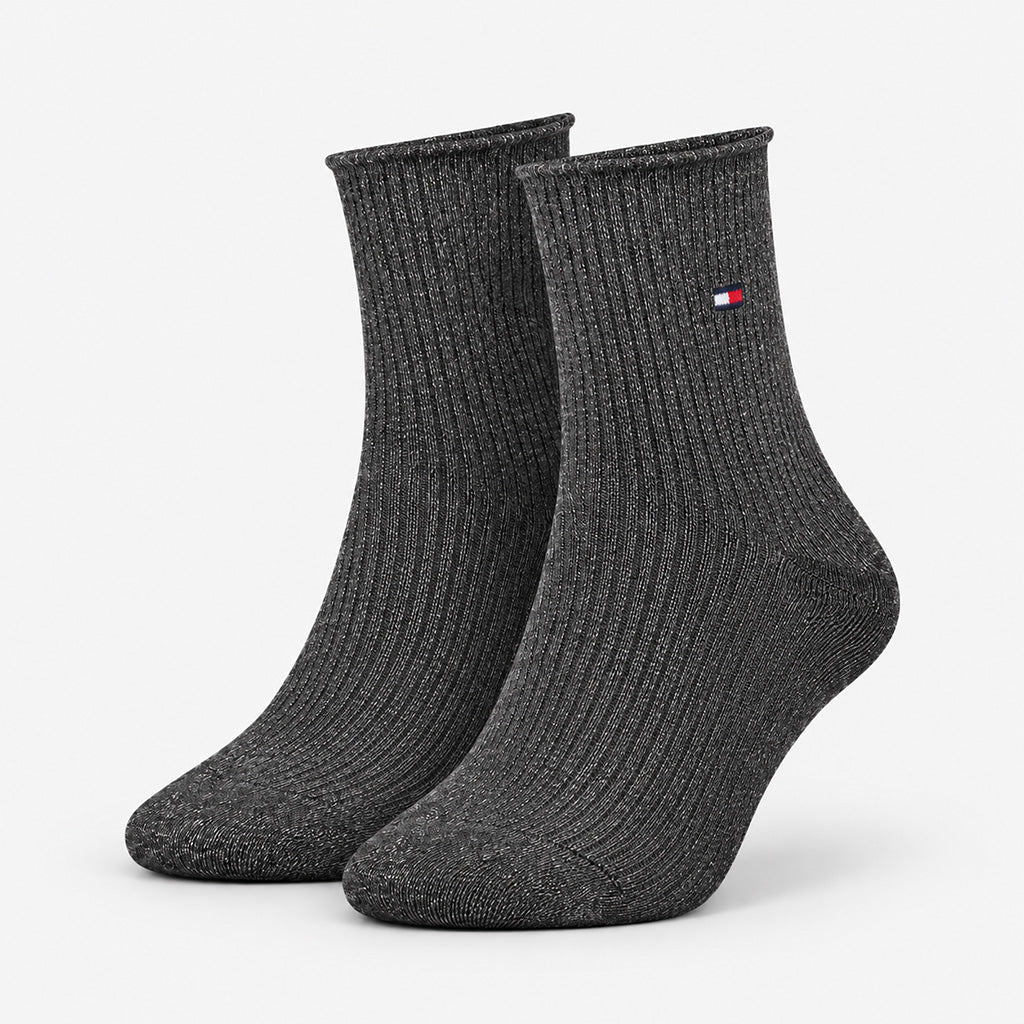 Tommy Hilfiger 3 Pack Giftbox Lurex Womens Crew Socks Black