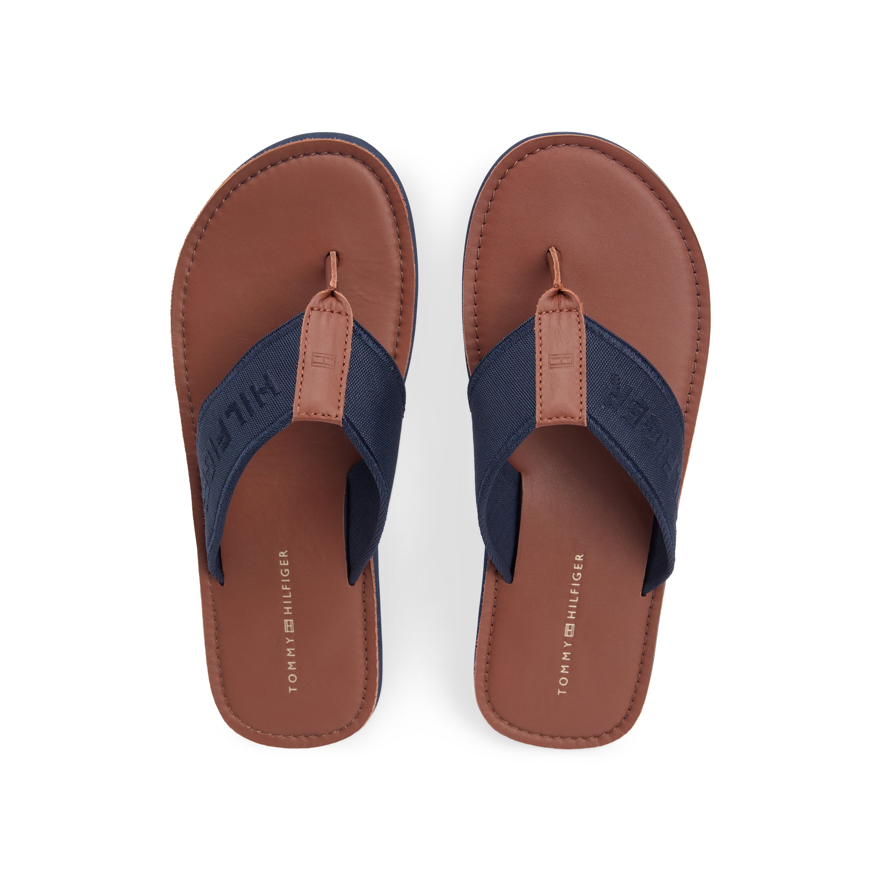 Tommy Hilfiger HILFIGER LEATHER Mens Toe-Post Sandals Desert Sky