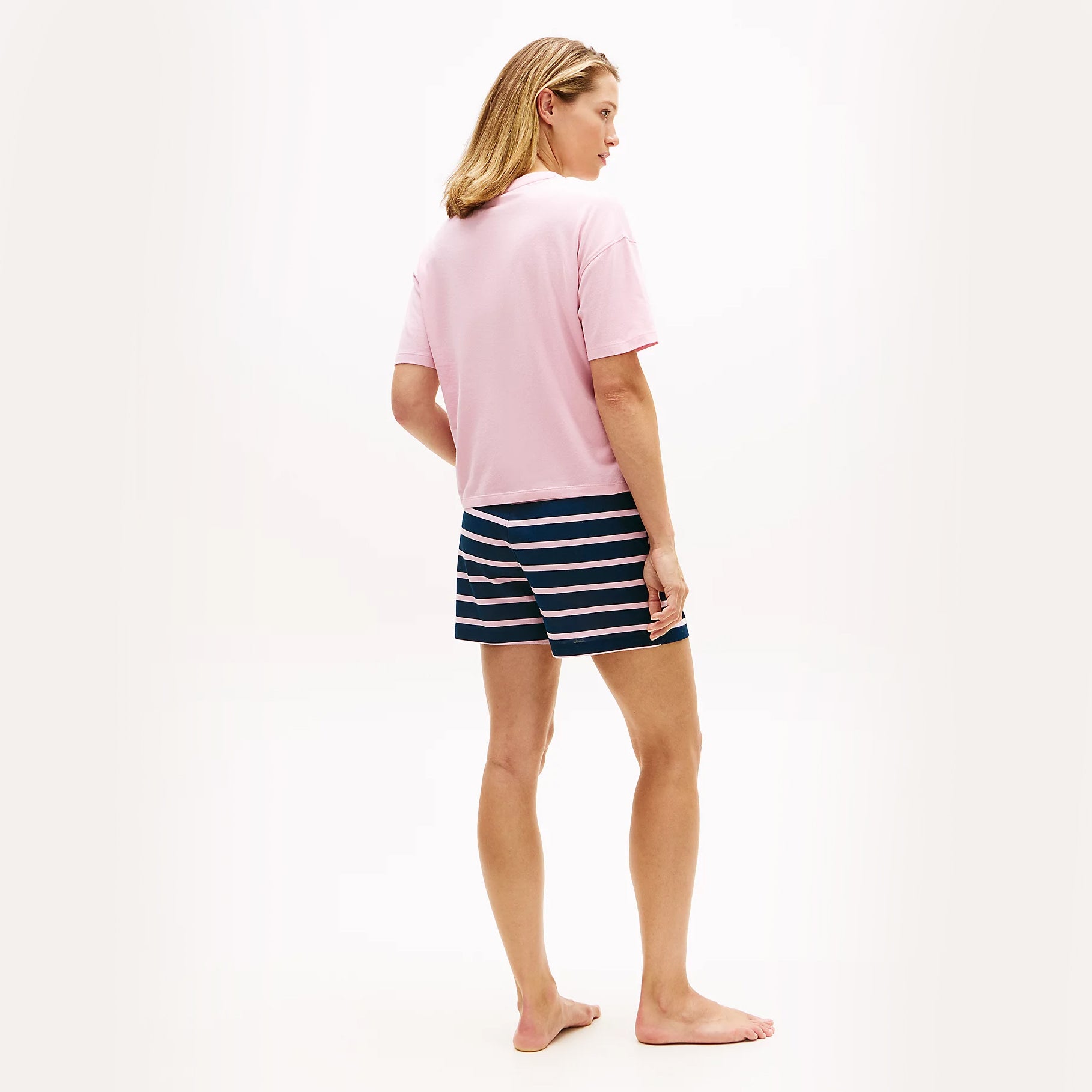 Tommy Hilfiger Womens Short Sleeve Pyjama Short Set Navy Stripe