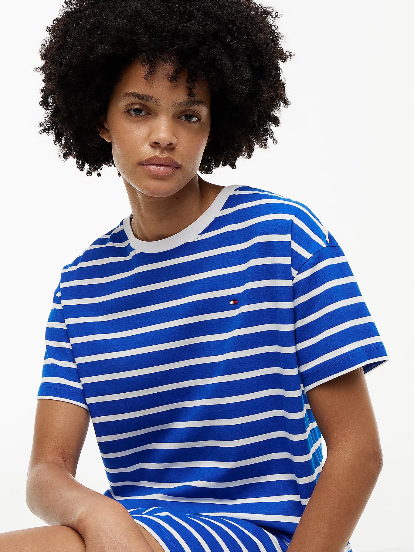 Tommy Hilfiger STRIPE SS Womens Nightdress Blue Orbit Breton Stripe