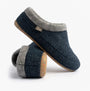 Toni Pons ALBONS Womens Wedge Mule Slippers Blue side view showing felt upper and rubber sole.
