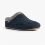 Toni Pons ALBONS Womens Wedge Mule Slippers Blue side view showing felt upper and rubber sole.