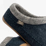 Toni Pons ALBONS Womens Wedge Mule Slippers Blue detail view showing felt upper and rubber sole.