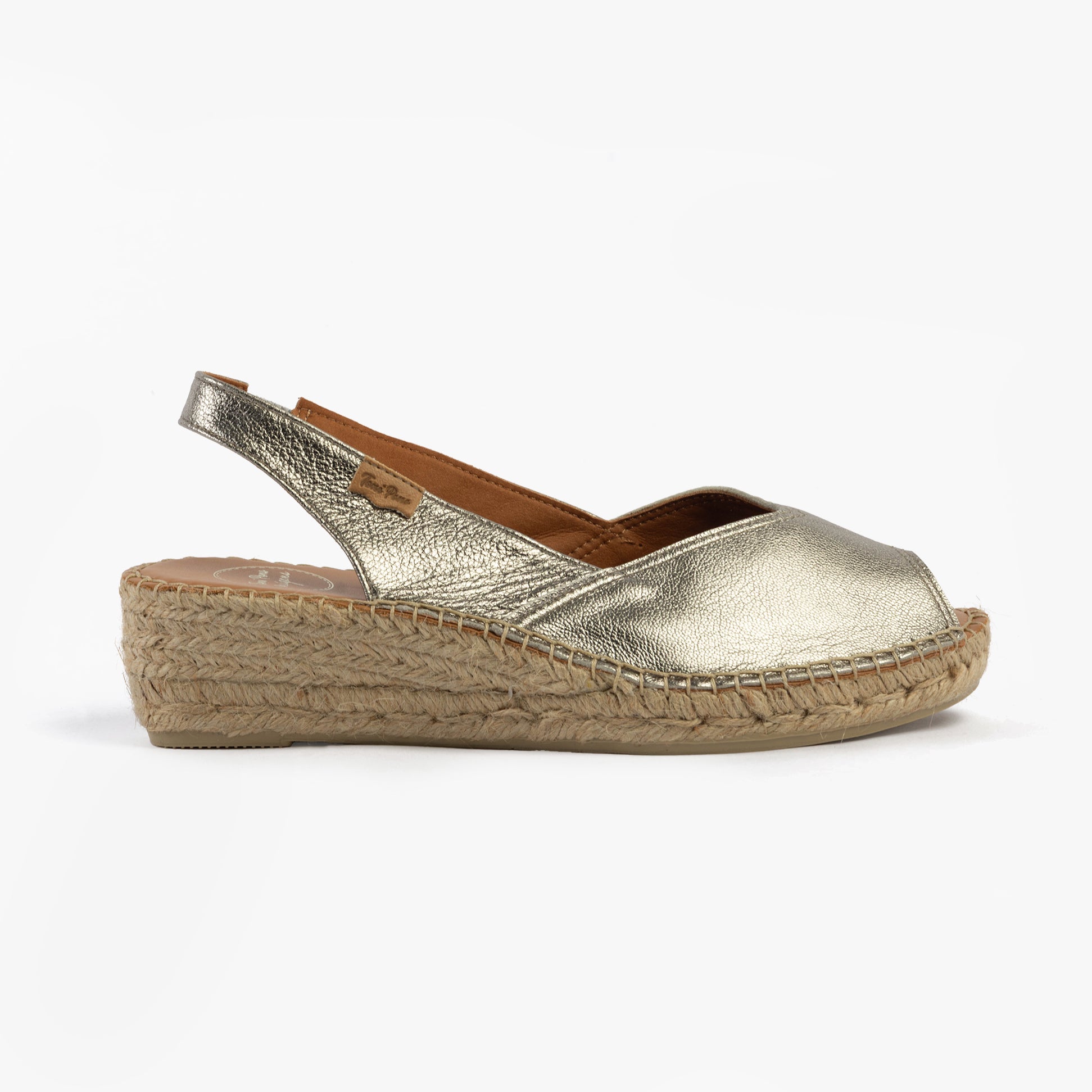 Toni Pons BERNIA Womens Sandals Acer Steel side view showcasing the metallic finish and wedge heel design.