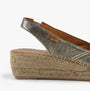 Toni Pons BERNIA Womens Sandals Acer Steel side view showing metallic leather upper and wedge heel.