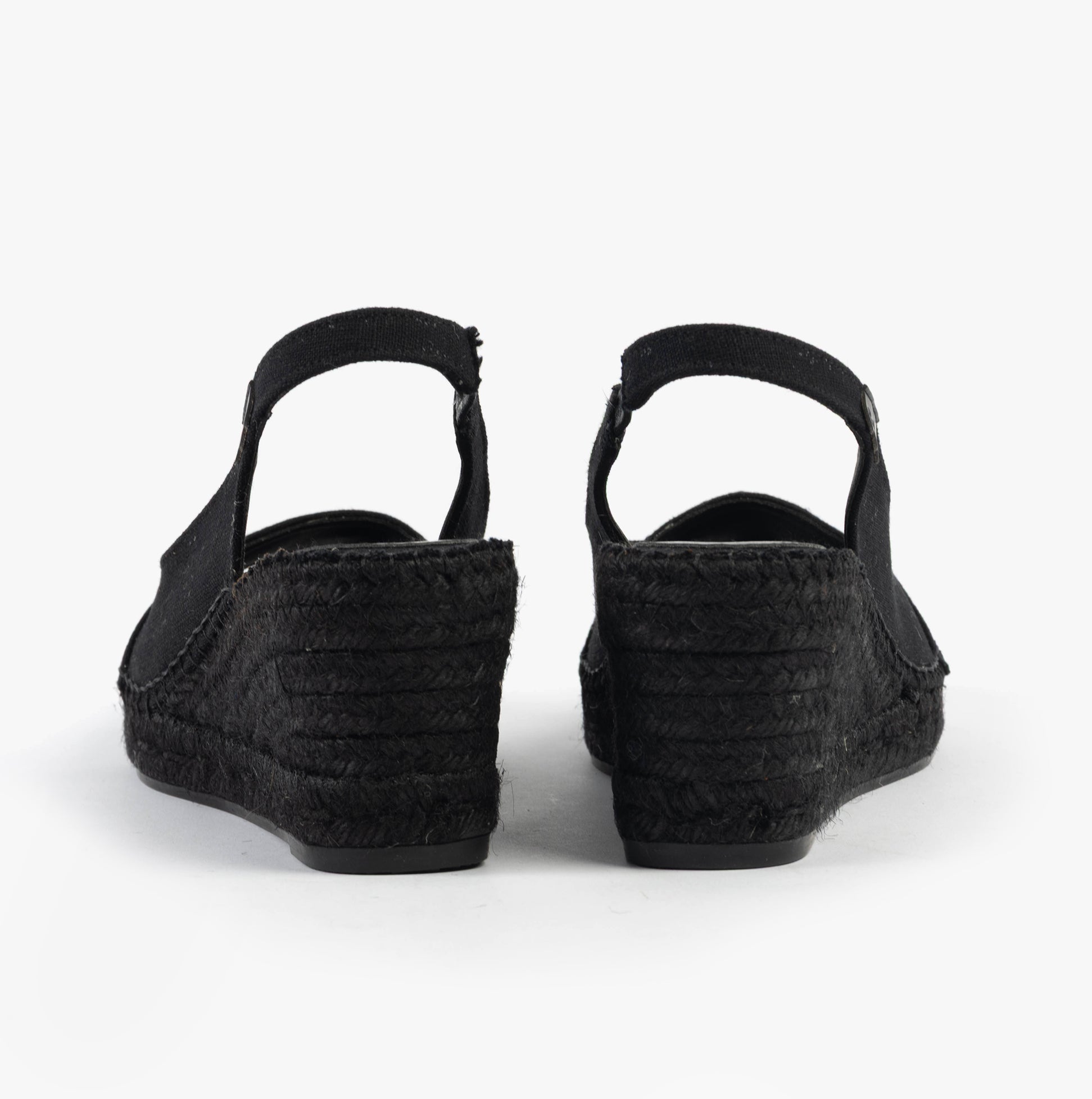 Toni Pons FIORE Womens Sandals Black rear view showcasing wedge heel design and comfortable slip-on style.