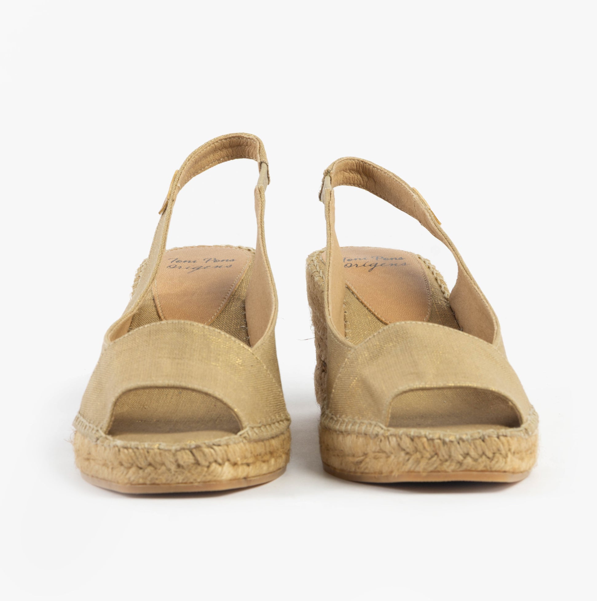 Toni Pons FIORE Womens Sandals Platinum front view showcasing textile upper and wedge heel design.