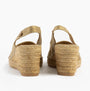 Toni Pons FIORE Womens Sandals Platinum back view of wedge heel sandals in gold textile.