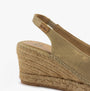 Toni Pons FIORE Womens Sandals Platinum wedge heel detail view showcasing textile upper and jute sole.