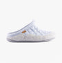 Toni Pons MEL-UM Womens Slippers Gel side view light blue synthetic mules with round toe and flat rubber sole