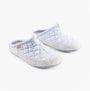Toni Pons MEL-UM Womens Slippers Gel side view, light blue mules with quilted design and round toe shape.